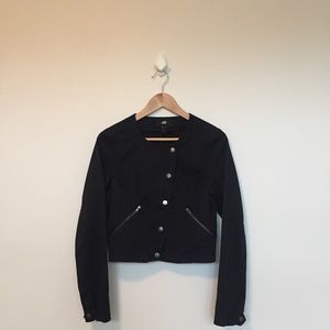 H&M Cropped Moto-style Jacket w/ zip pockests